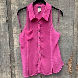 Free People sleeveless button down